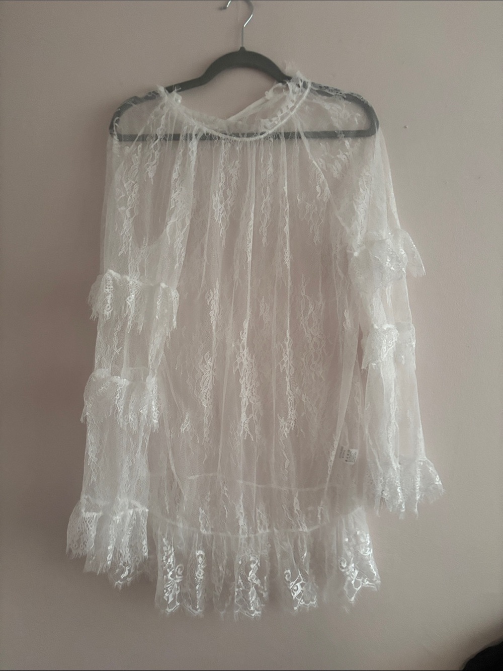 SHEIN White Lace Ruffle Cover-Up